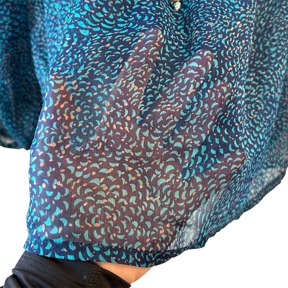 Roxy Indigo Ditsy Gypsy Garden Peasant Top Size Medium - Picture 9 of 11